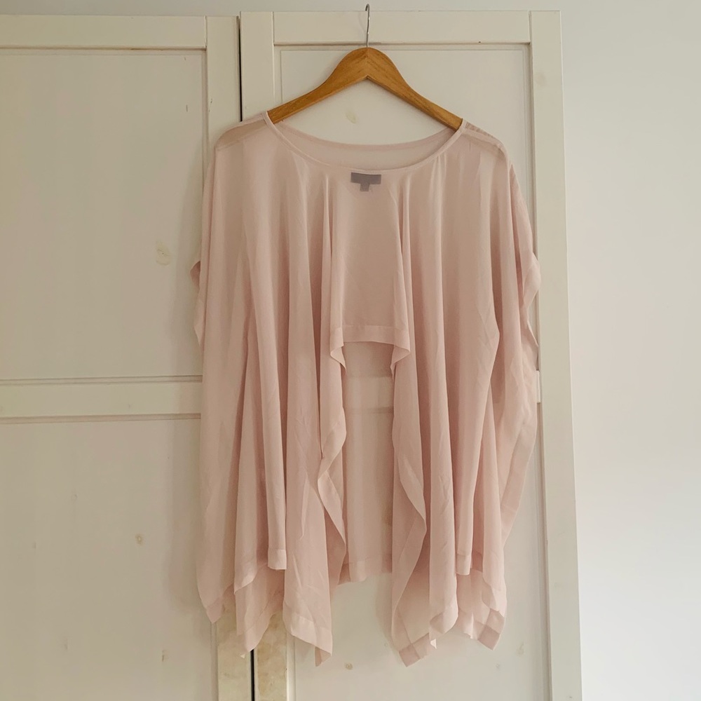 Topshop sheer pink winged sleeve flowy top